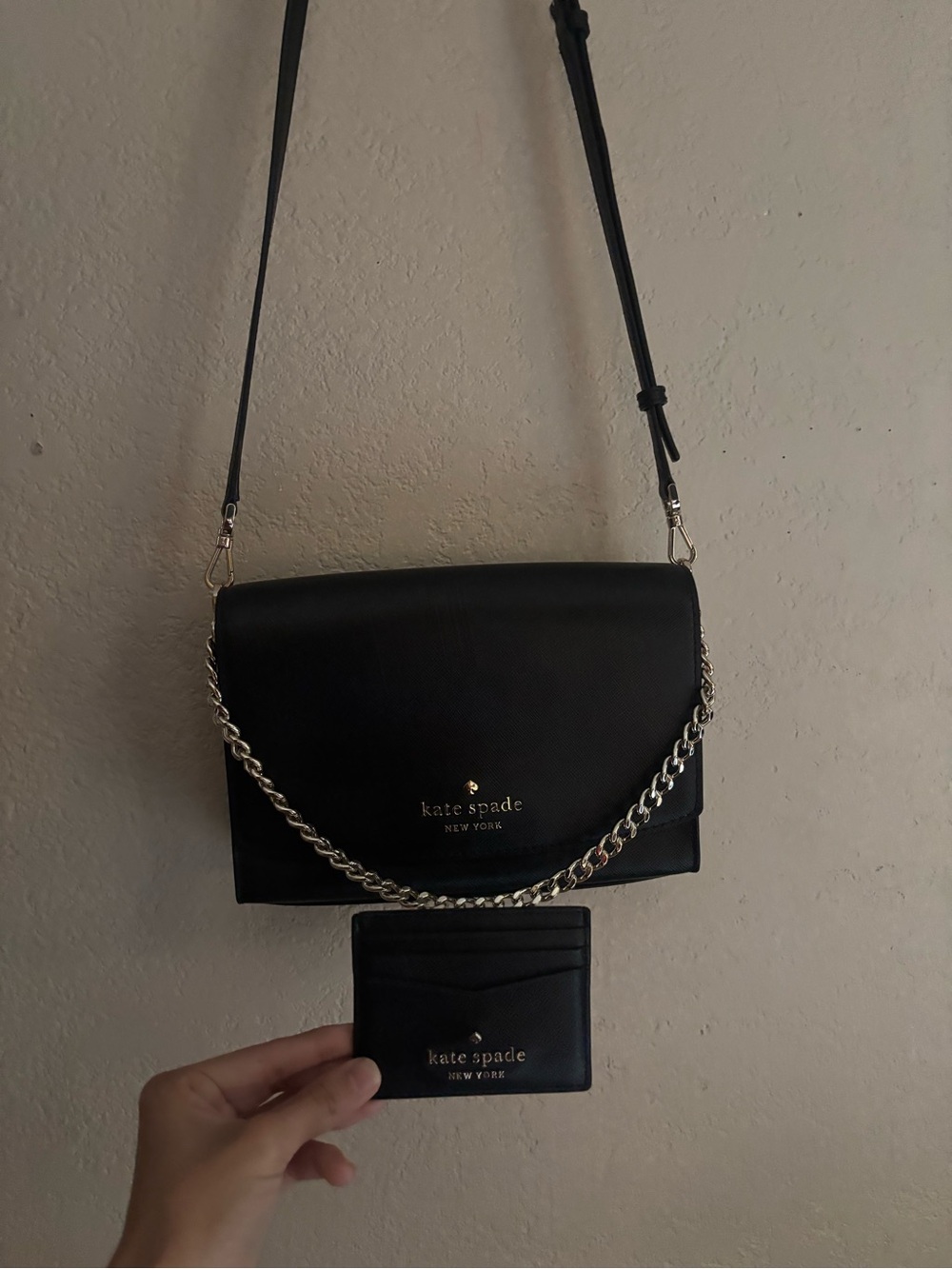 Black Kate Spade New York Saffiano Leather Crossbody/Shoulderbag With Wallet - Picture 2 of 3